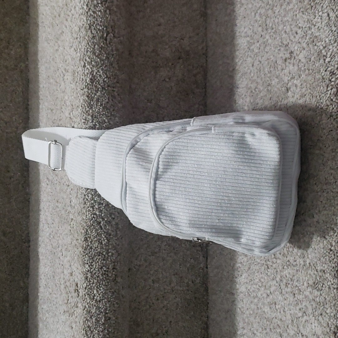 Sling Bag White Double Zipper Pockets, Nwot